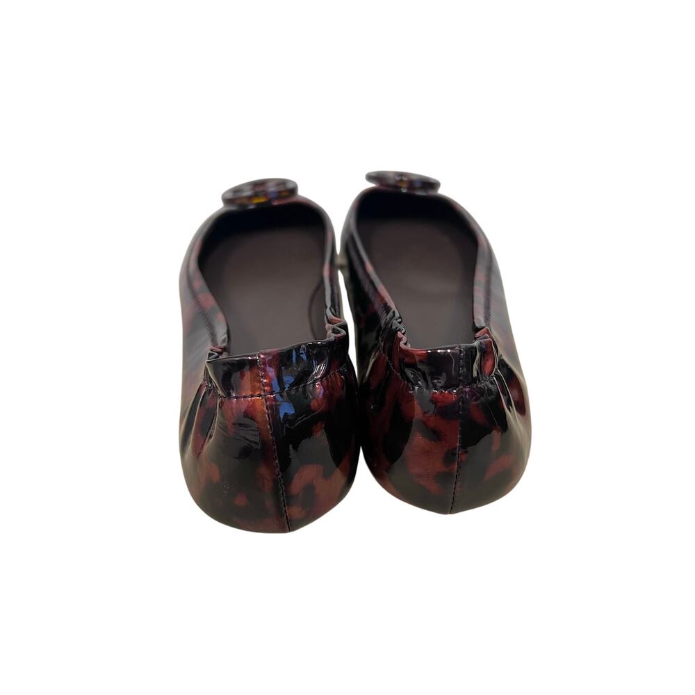 Tory Burch Minnie Ballet Flats Women’s 8.5 Tortoise Patent Logo Slip-On - Picture 6 of 11